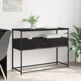    Konzolasztal Fekete tölgy 100 x 40 x 75 cm Mérnöki fa és fém
