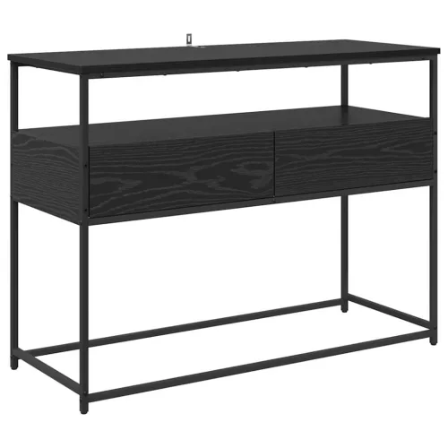  Konzolasztal Fekete tölgy 100 x 40 x 75 cm Mérnöki fa és fém