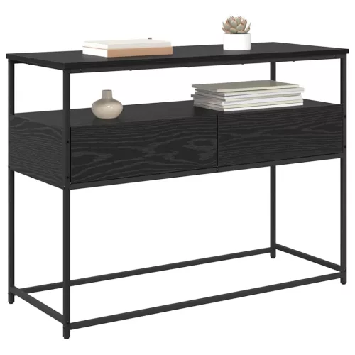  Konzolasztal Fekete tölgy 100 x 40 x 75 cm Mérnöki fa és fém