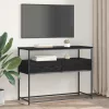  Konzolasztal Fekete tölgy 100 x 40 x 75 cm Mérnöki fa és fém