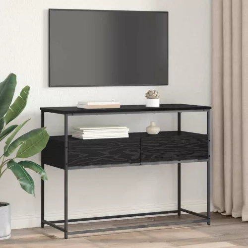  Konzolasztal Fekete tölgy 100 x 40 x 75 cm Mérnöki fa és fém