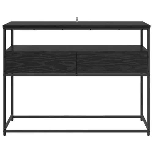  Konzolasztal Fekete tölgy 100 x 40 x 75 cm Mérnöki fa és fém