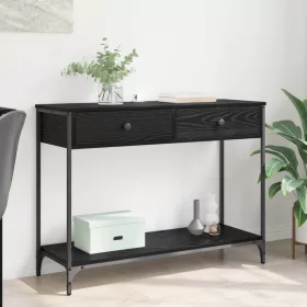    Konzolasztal fiókkal Fekete tölgy 100 x 34,5 x 75 cm Faanyag