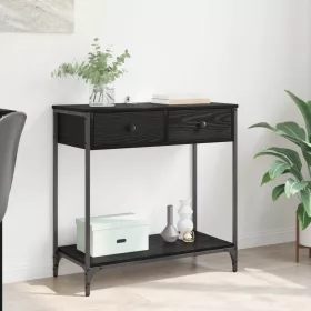    Konzolasztal fiókkal Fekete tölgy 75 x 34,5 x 75 cm Faanyag
