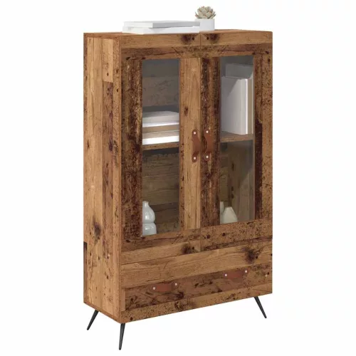  Magasfiú fiókkal Öreg fa 69,5 x 31 x 115 cm Műanyag Fa és Üveg