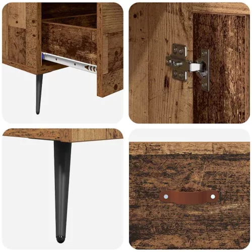  Magasfiú fiókkal Öreg fa 69,5 x 31 x 115 cm Műanyag Fa és Üveg