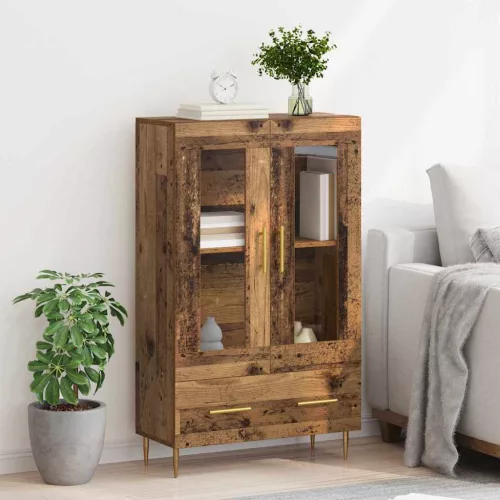  Magasfiú fiókkal Öreg fa 69,5 x 31 x 115 cm Műanyag Fa és Üveg