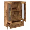  Magasfiú fiókkal Öreg fa 69,5 x 31 x 115 cm Műanyag Fa és Üveg