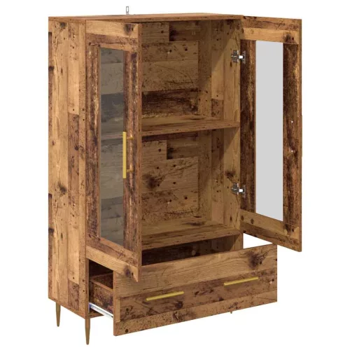  Magasfiú fiókkal Öreg fa 69,5 x 31 x 115 cm Műanyag Fa és Üveg
