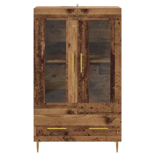  Magasfiú fiókkal Öreg fa 69,5 x 31 x 115 cm Műanyag Fa és Üveg