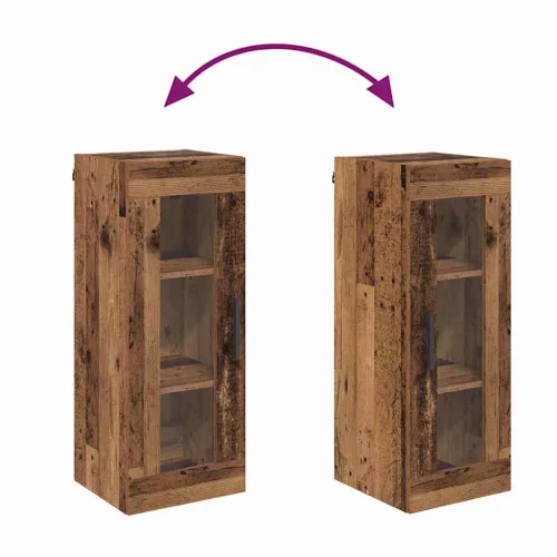  Fali szekrény Öreg fa 34,5 x 34 x 90 cm Műanyag Fa és Üveg