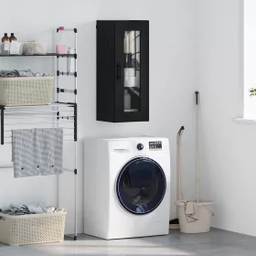    Fali szekrény Fekete tölgy 34,5 x 34 x 90 cm Műanyag Fa és Üveg