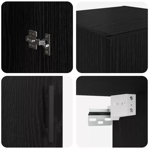  Fali szekrény Fekete tölgy 34,5 x 34 x 90 cm Műanyag Fa és Üveg