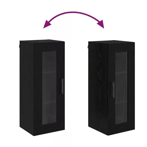  Fali szekrény Fekete tölgy 34,5 x 34 x 90 cm Műanyag Fa és Üveg