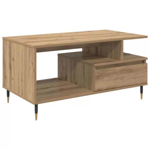  Dohányzóasztal fiókkal kézműves tölgy 90 x 49 x 45 cm Faanyag