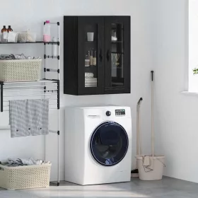    Fali szekrény Fekete tölgy 69,5 x 34 x 90 cm Műanyag Fa és Üveg