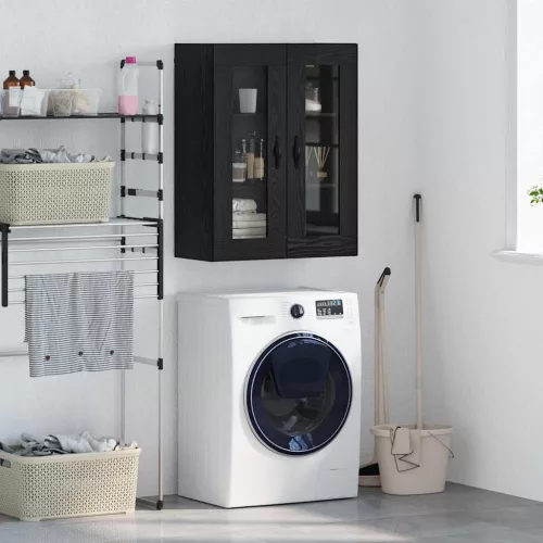  Fali szekrény Fekete tölgy 69,5 x 34 x 90 cm Műanyag Fa és Üveg