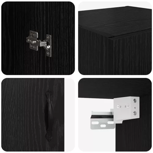  Fali szekrény Fekete tölgy 69,5 x 34 x 90 cm Műanyag Fa és Üveg