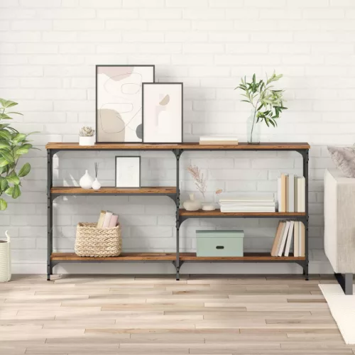  Konzolasztal polcokkal Öreg fa 150 x 29 x 76,5 cm Faanyag