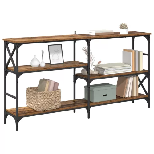  Konzolasztal polcokkal Öreg fa 150 x 29 x 76,5 cm Faanyag