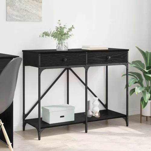  Konzolasztal fiókkal Fekete tölgy 100 x 39 x 78,5 cm Faanyag
