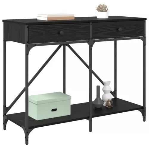  Konzolasztal fiókkal Fekete tölgy 100 x 39 x 78,5 cm Faanyag