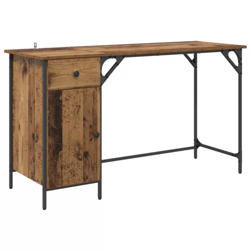  Számítógépes asztal fiókkal Öreg fa 131 x 48 x 75 cm Faanyag