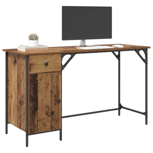  Számítógépes asztal fiókkal Öreg fa 131 x 48 x 75 cm Faanyag