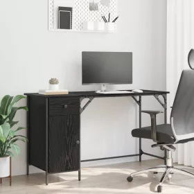    Számítógépes asztal Fekete tölgy 131 x 48 x 75 cm Faanyag