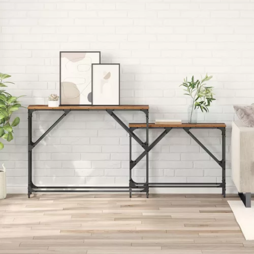  Konzolasztal 2 pcs Öreg fa 100 x 28 x 75 cm Faanyag