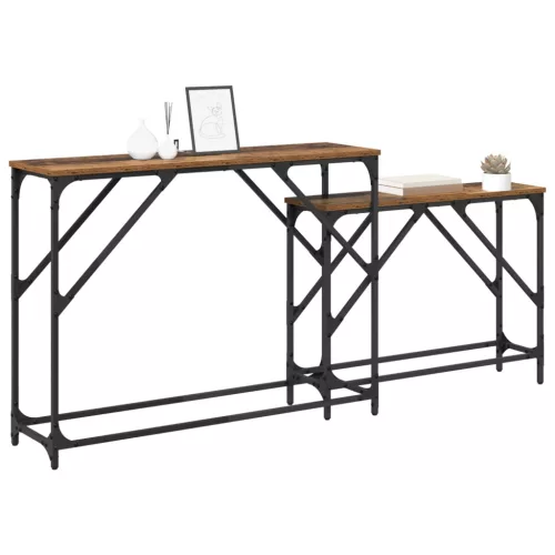  Konzolasztal 2 pcs Öreg fa 100 x 28 x 75 cm Faanyag