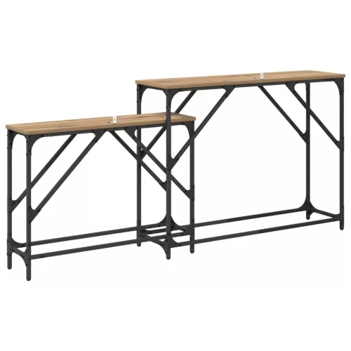  Konzolasztal 2 pcs Artisan tölgy 100 x 28 x 75 cm Faanyag