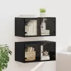  Fali Szekrények 2 pcs Fekete tölgy 68 x 37 x 35 cm Faanyag