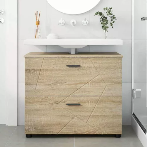  Fürdőszoba Székény sonoma tölgy 76.5 x 35 x 64 cm Faanyag