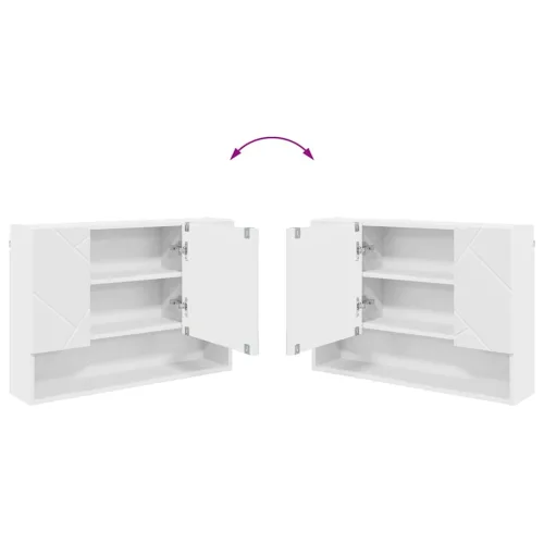  Fürdőszobai tükörszekrény ajtóval Fehér 80 x 17 x 55 cm Faanyag