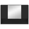  Tükörszekrény Falra szerelhető Fekete 80 x 17 x 55 cm Faanyag
