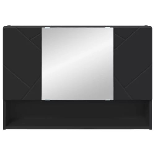  Tükörszekrény Falra szerelhető Fekete 80 x 17 x 55 cm Faanyag