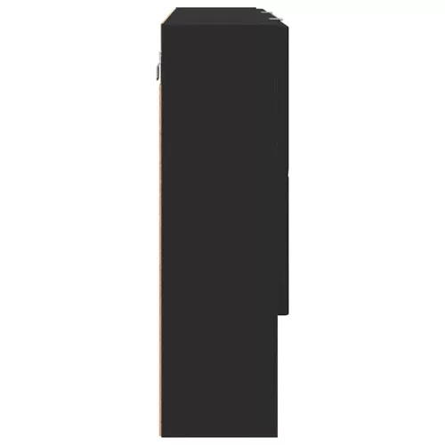  Tükörszekrény Falra szerelhető Fekete 80 x 17 x 55 cm Faanyag