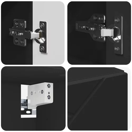  Tükörszekrény Falra szerelhető Fekete 80 x 17 x 55 cm Faanyag