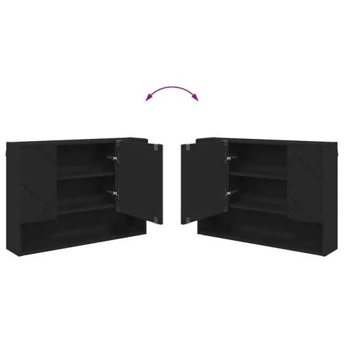  Tükörszekrény Falra szerelhető Fekete 80 x 17 x 55 cm Faanyag