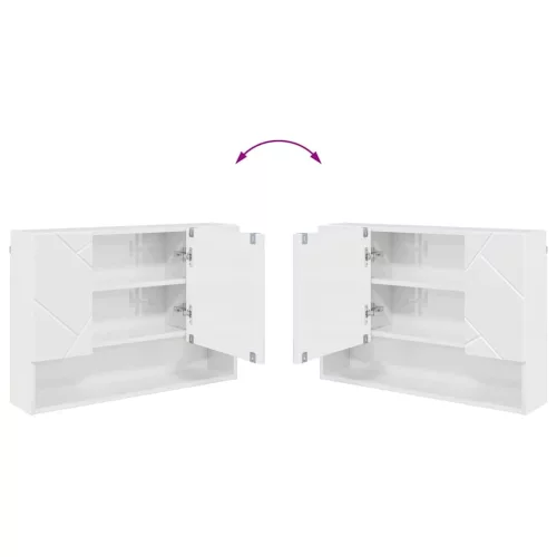  Fürdőszobai tükörszekrény Magasfényű fehér 80 x 17 x 55 cm