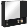  Tükörszekrény polcokkal ajtóval Fekete 59 x 17 x 55 cm Faanyag