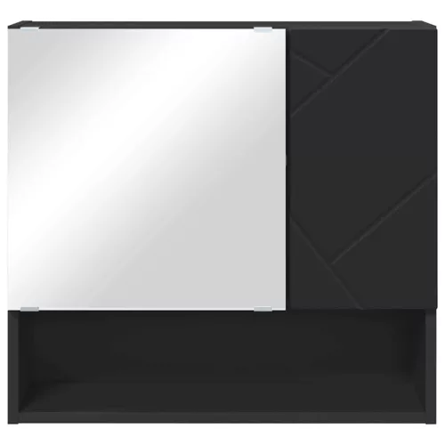  Tükörszekrény polcokkal ajtóval Fekete 59 x 17 x 55 cm Faanyag