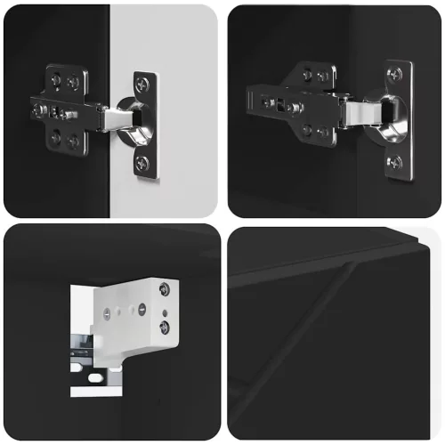  Tükörszekrény polcokkal ajtóval Fekete 59 x 17 x 55 cm Faanyag