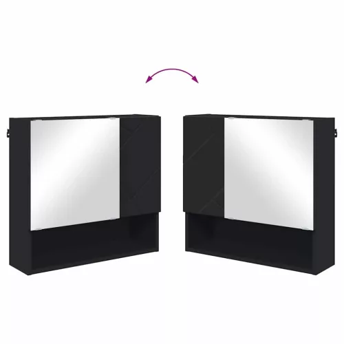  Tükörszekrény polcokkal ajtóval Fekete 59 x 17 x 55 cm Faanyag