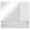  Tükörszekrény ajtóval Magasfényű fehér 59 x 17 x 55 cm Faanyag