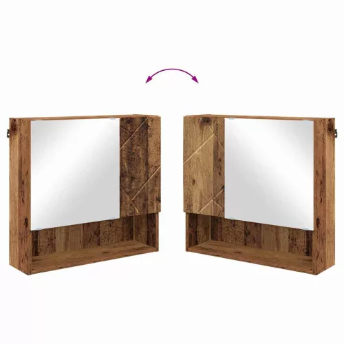  Tükörszekrény Falra szerelhető Öreg fa 59 x 17 x 55 cm Faanyag