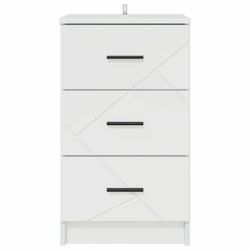  Éjjeliszekrény fiókkal Magasfényű fehér 38 x 38 x 66 cm Faanyag