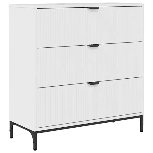  Széf fiókkal Magasfényű fehér 79.5 x 33 x 82 cm Faanyag