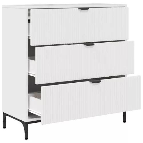  Széf fiókkal Magasfényű fehér 79.5 x 33 x 82 cm Faanyag